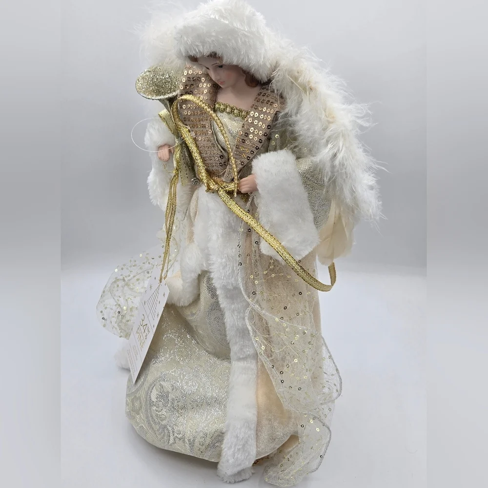 34th & PINE NWT Christmas Angel White Gold Feathers
